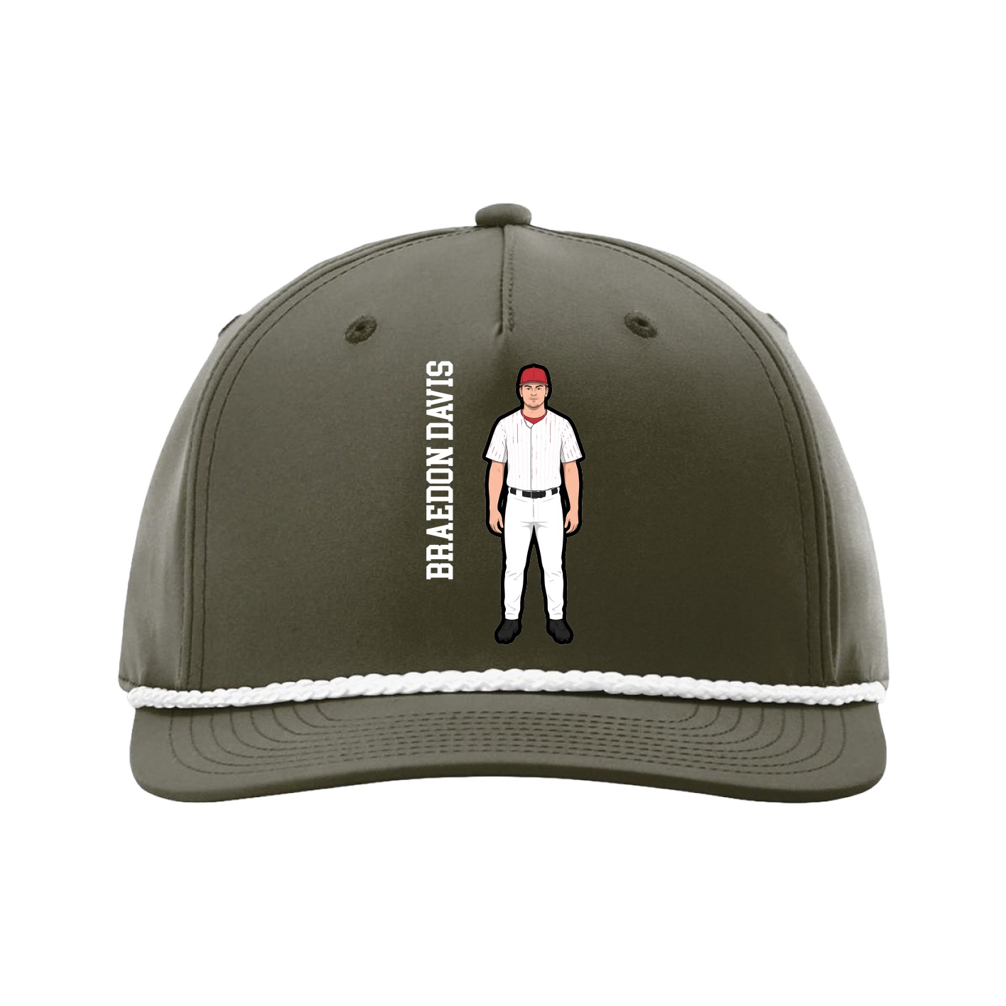 Five-Panel Classic Rope Cap — Name Vertical in Green