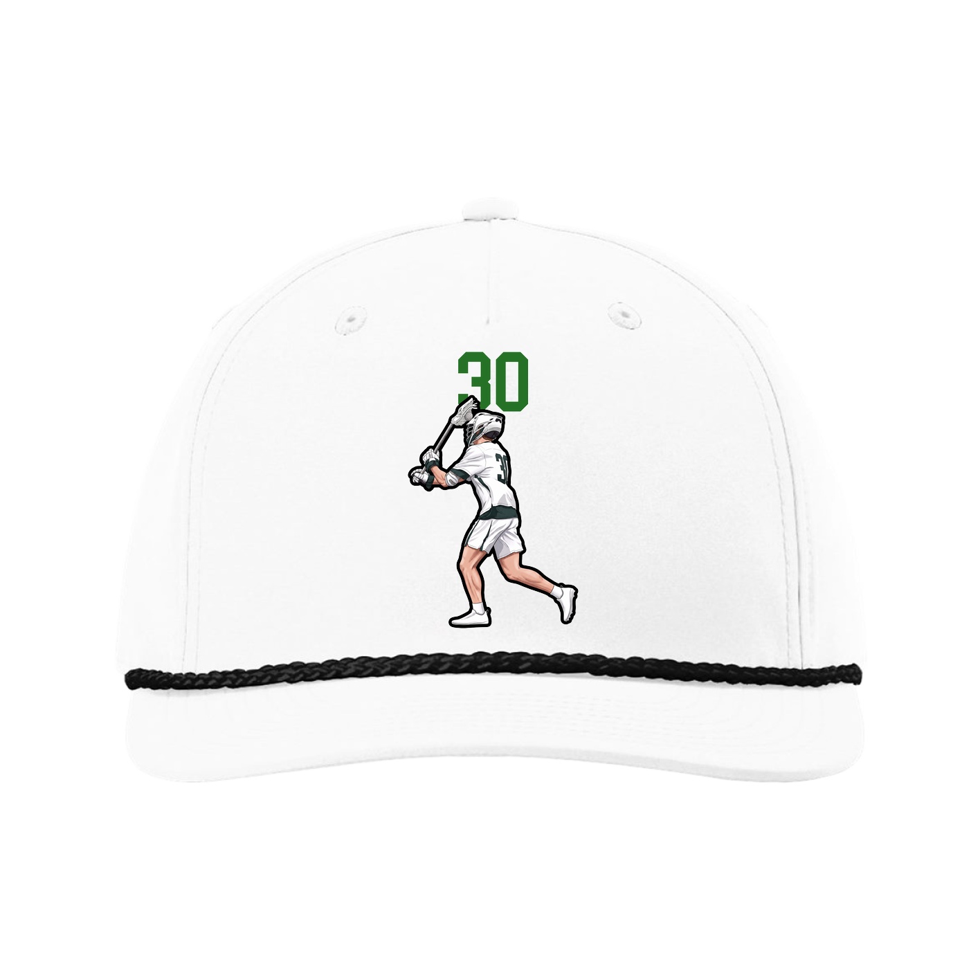 Five-Panel Classic Rope Cap — Number Top in White