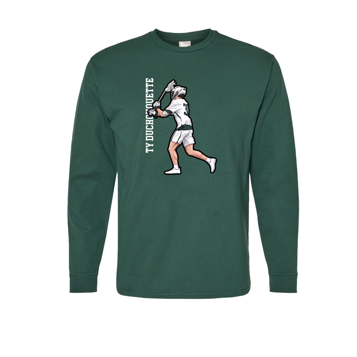 Long Sleeve Tee — Name Vertical in Green