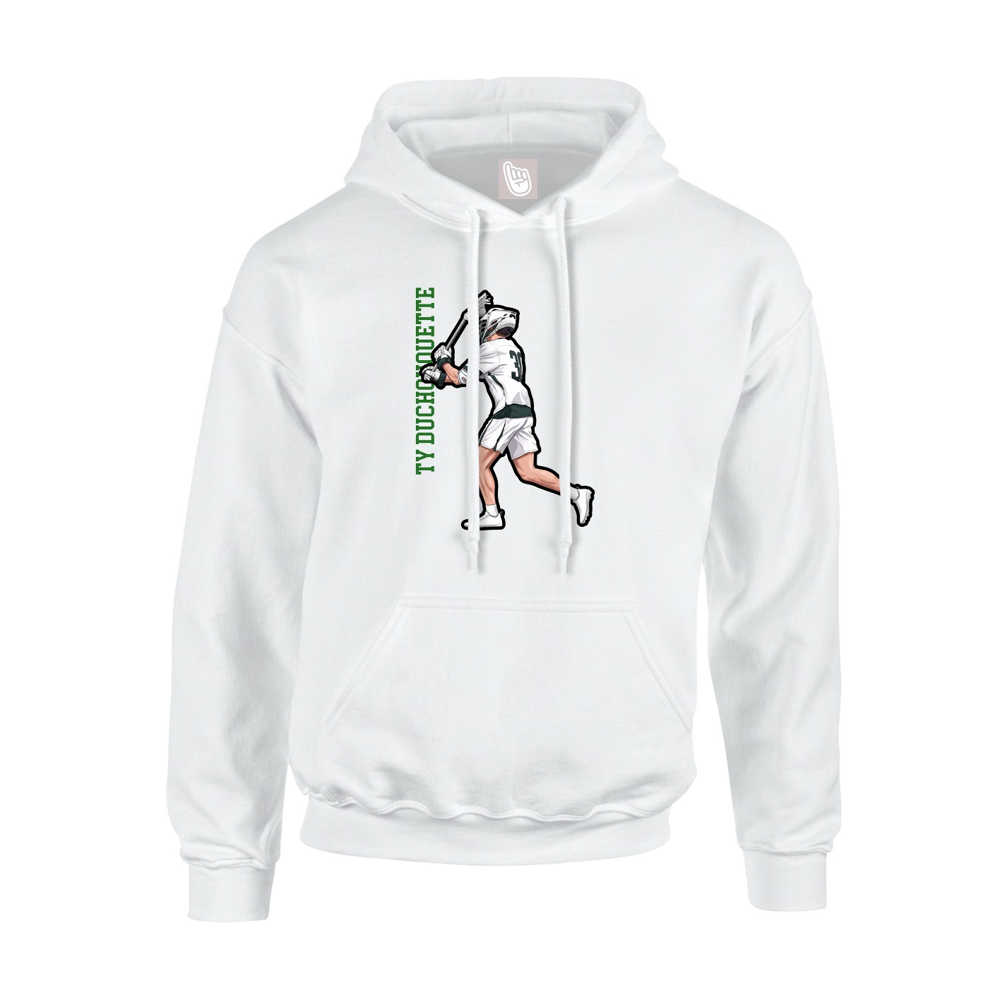 Youth Hoodie — Name Vertical in White
