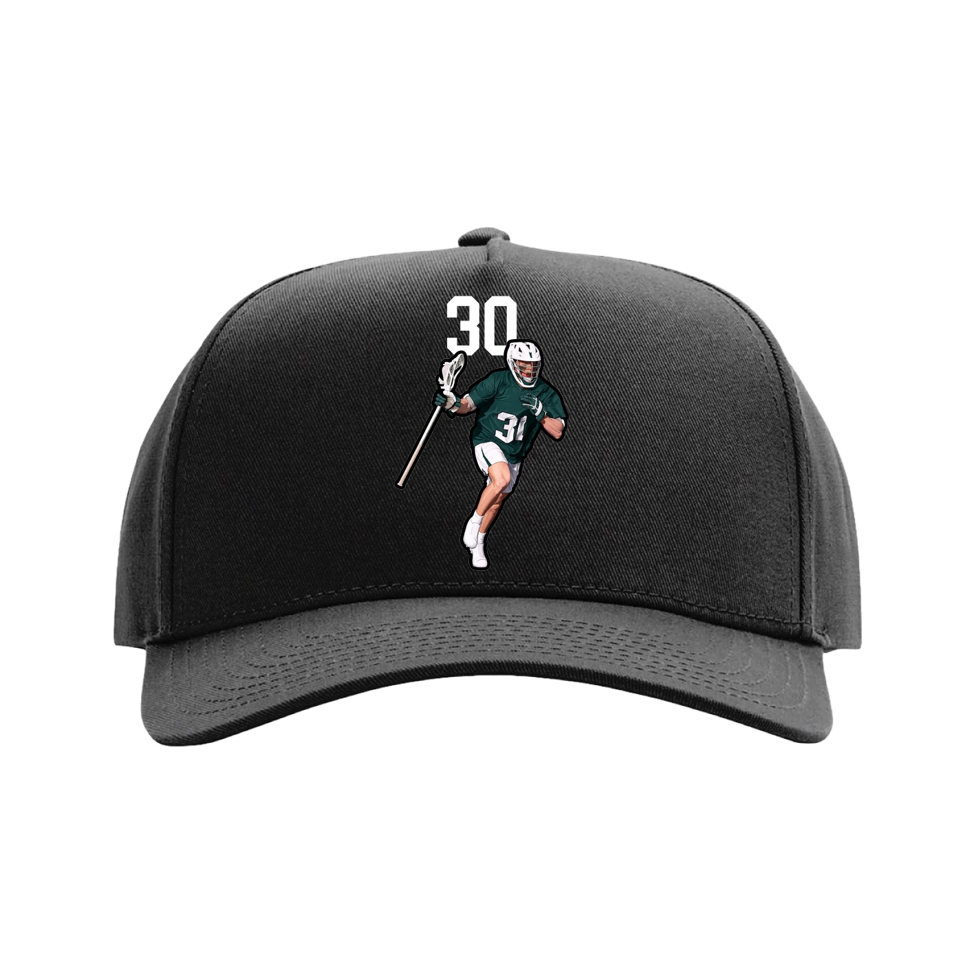 Full Fabric Five-Panel Champ Cap — Number Top in Black