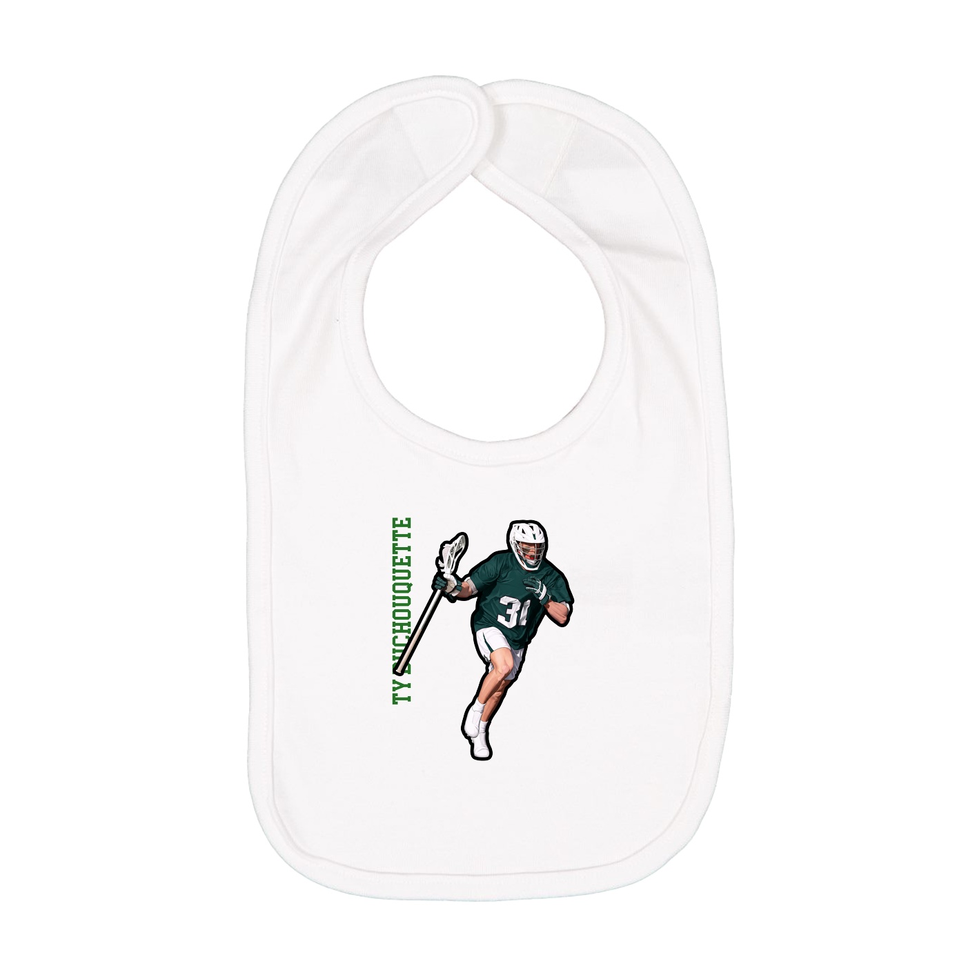 Infant Bib — Name Vertical in White