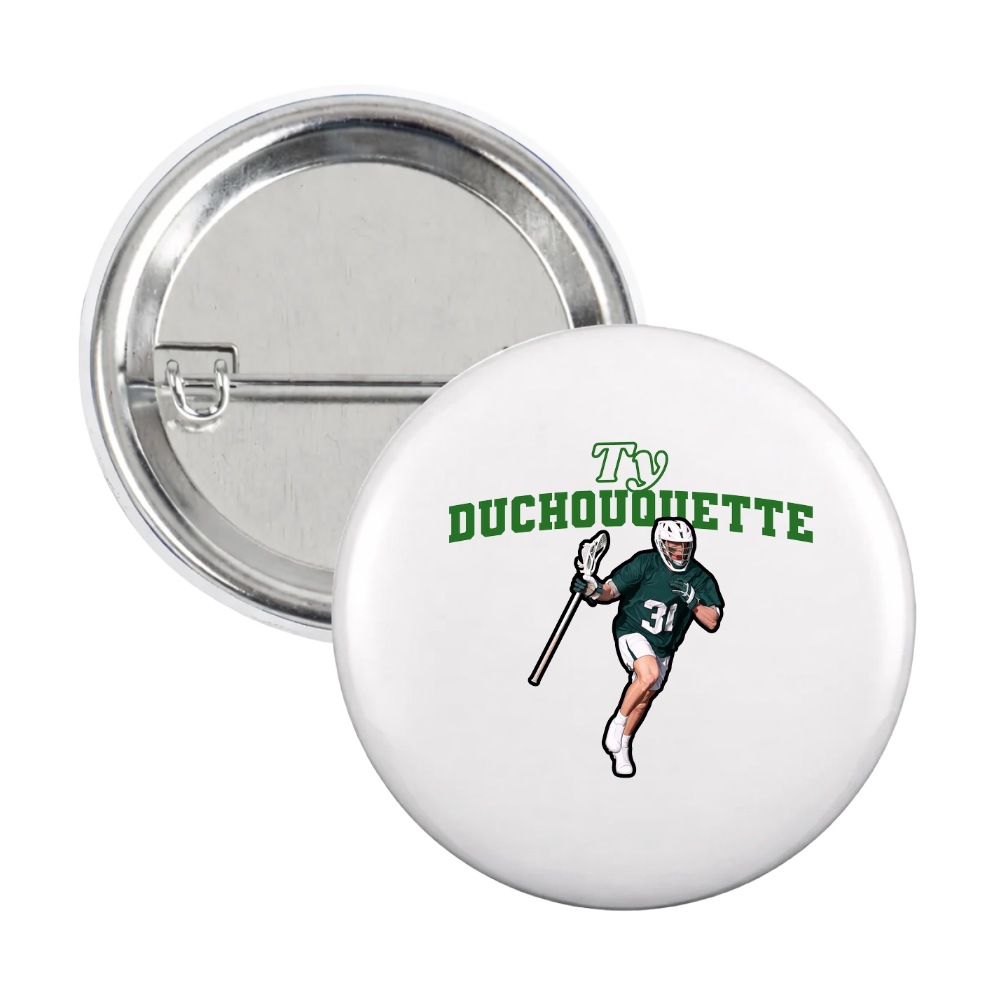Game Day Button — Name Arch in White