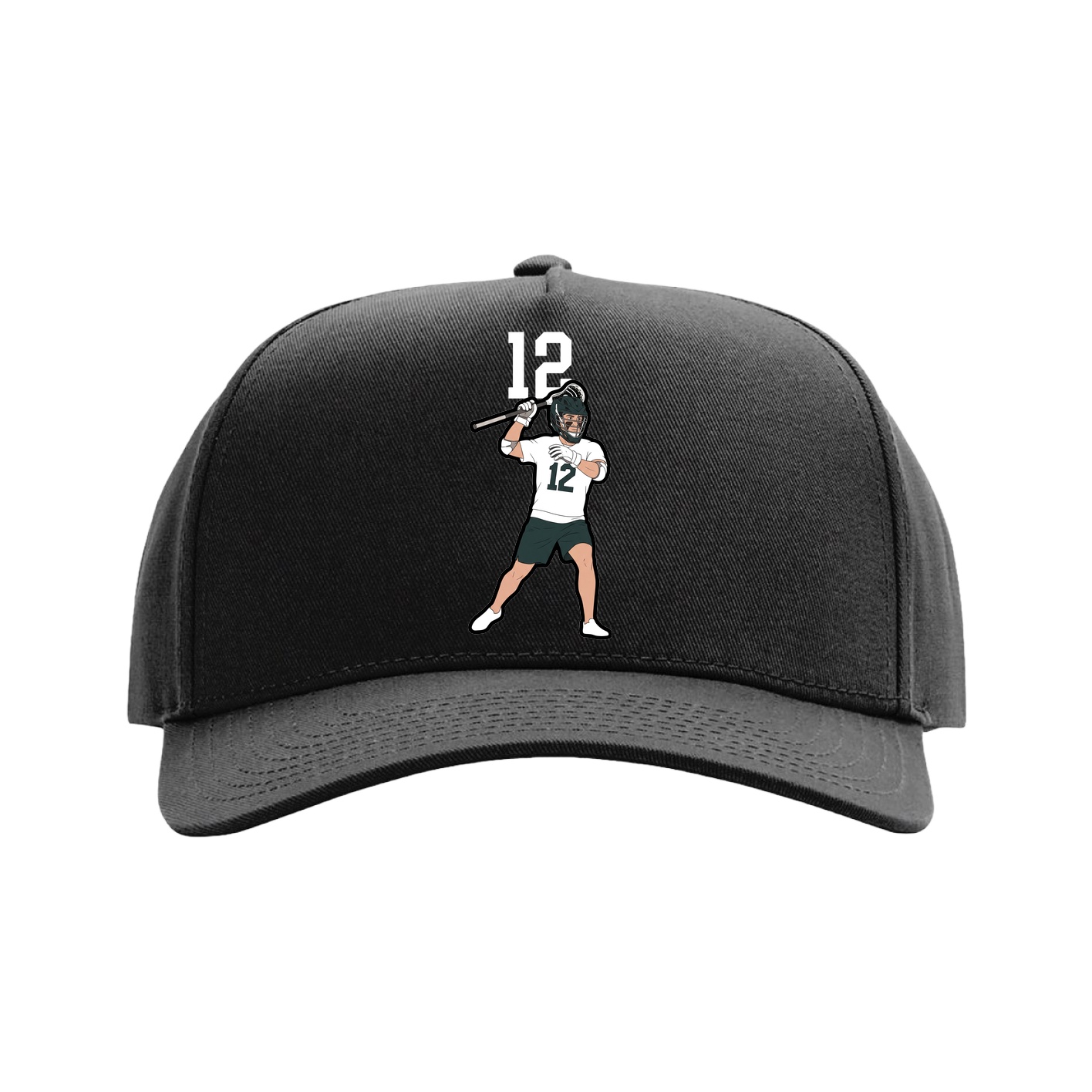 Full Fabric Five-Panel Champ Cap — Number Top in Black