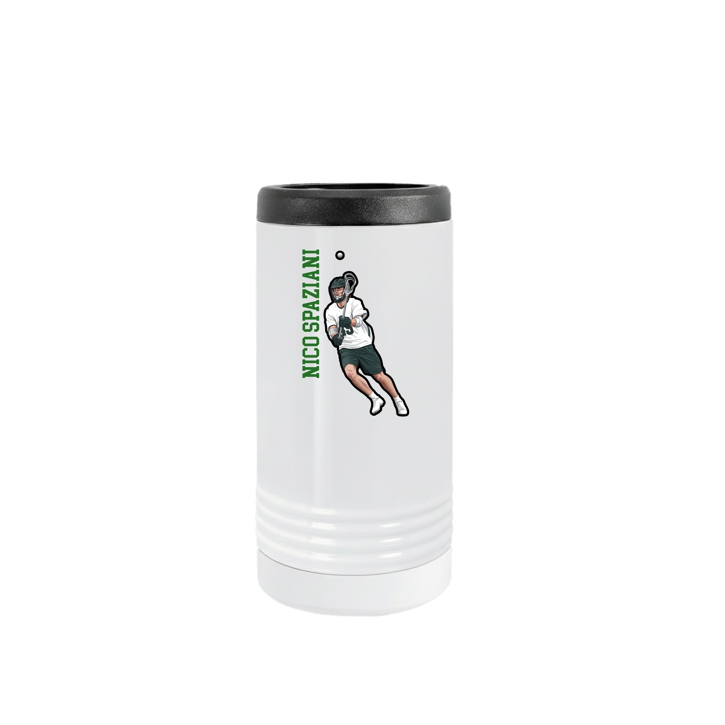 Slim Beverage Holder — Name Vertical in White