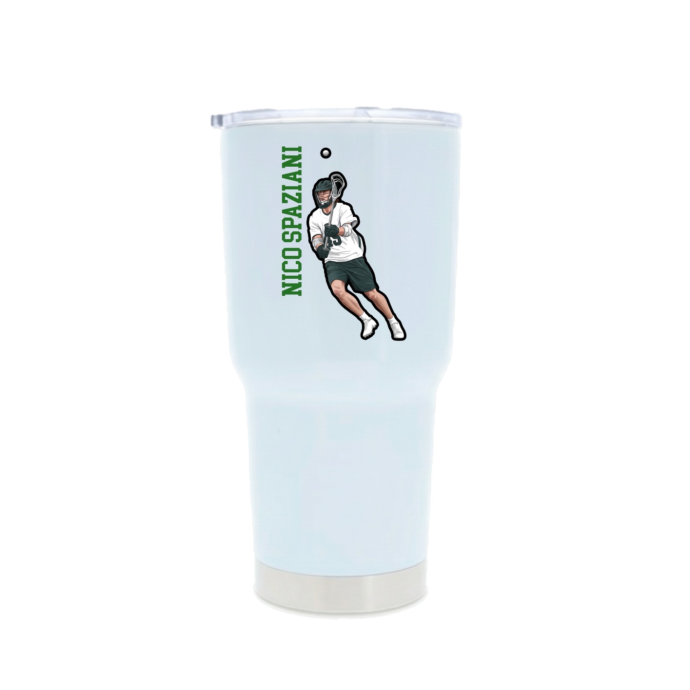 30oz Stainless Steel Tumbler — Name Vertical in White