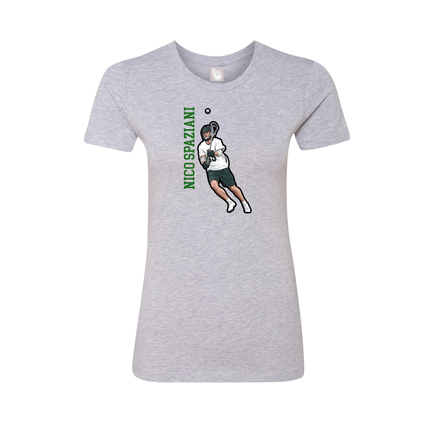 Fitted Women's Tee — Name Vertical in Grey
