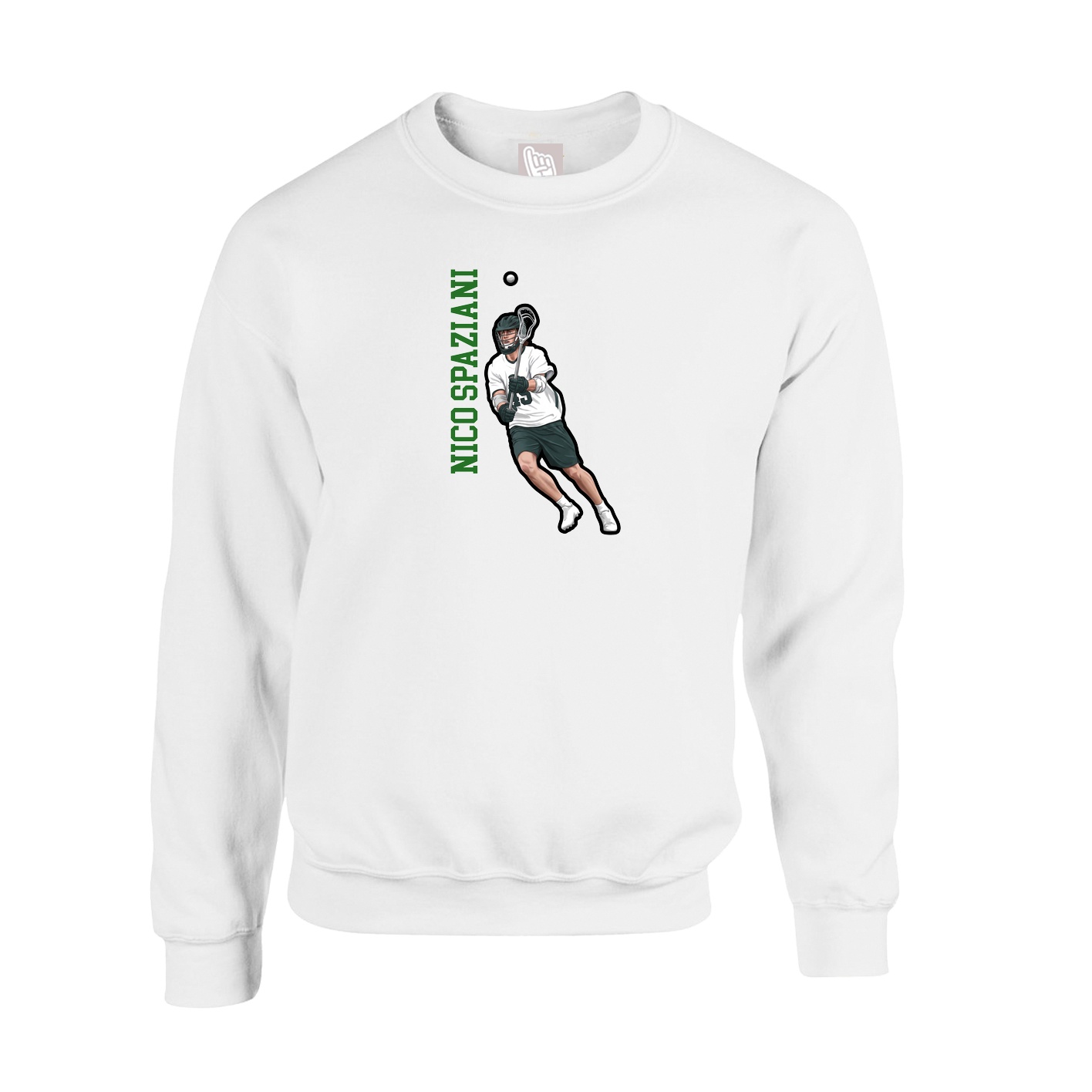Fleece Crew — Name Vertical in White