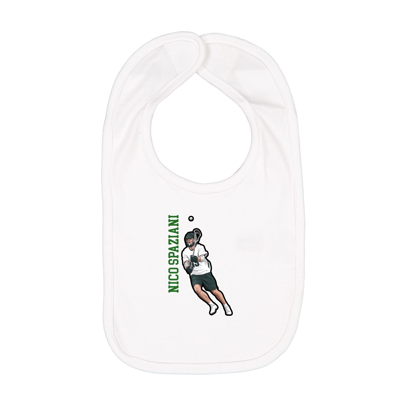 Infant Bib — Name Vertical in White
