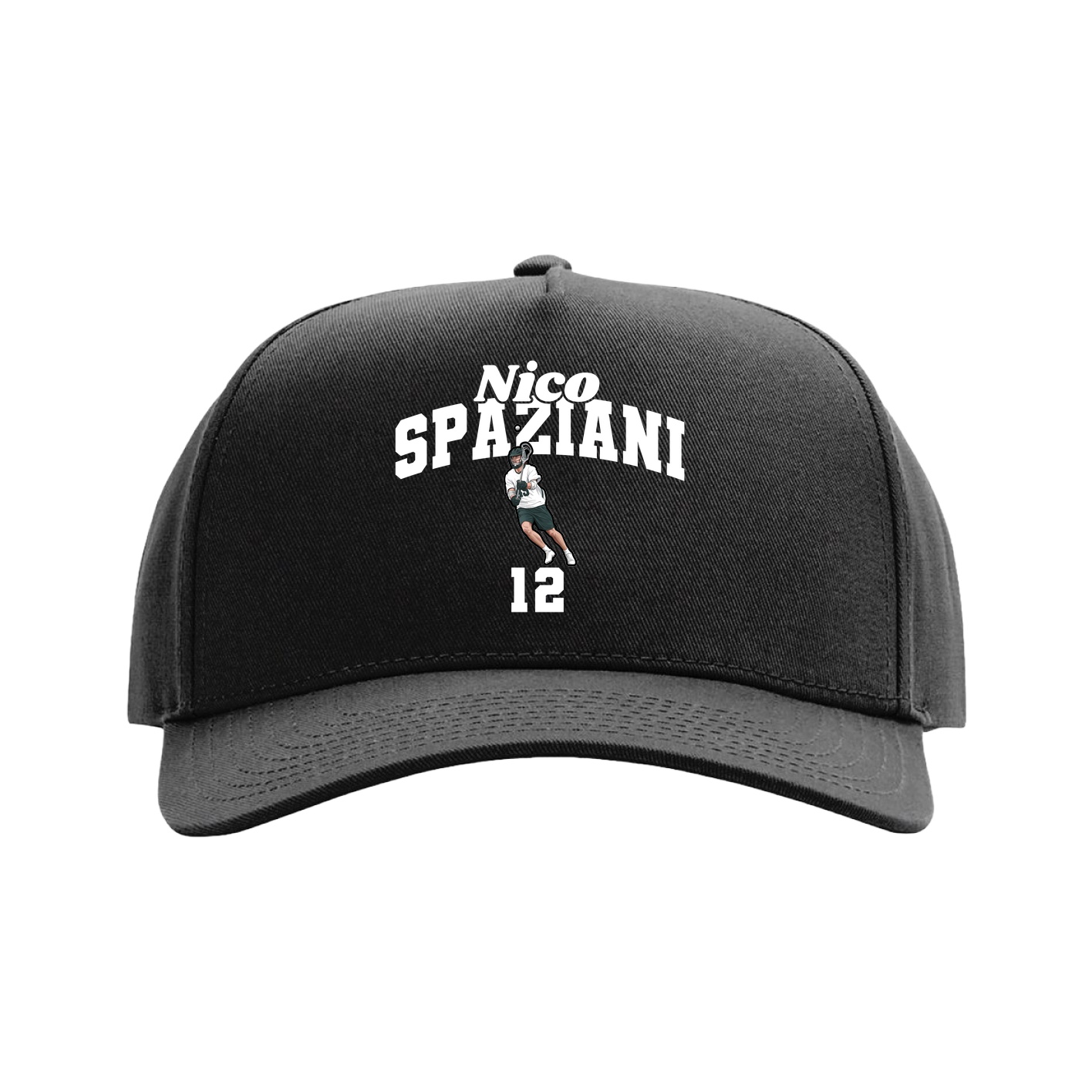 Full Fabric Five-Panel Champ Cap — Signature Arch in Black