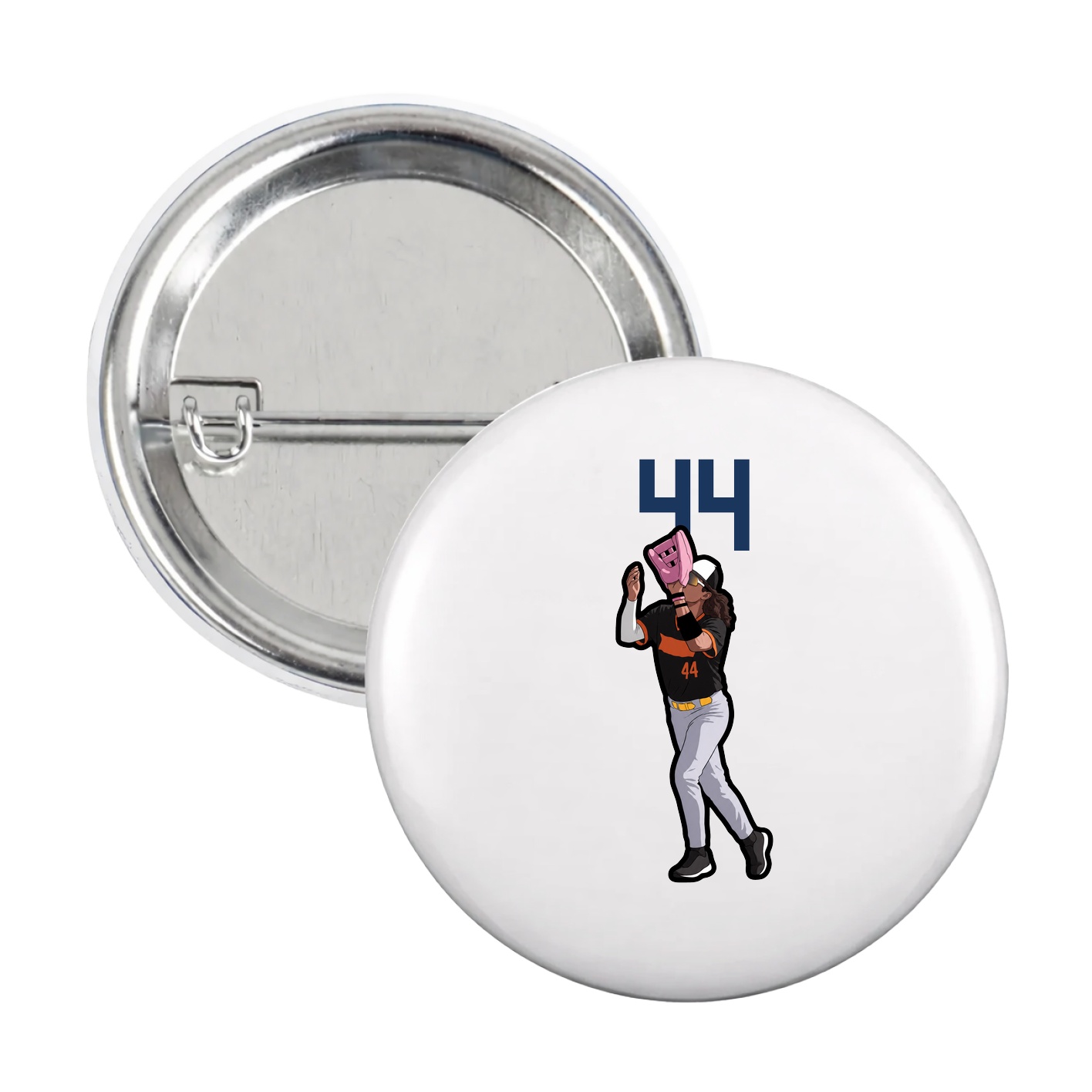 Game Day Button — Number Top in White