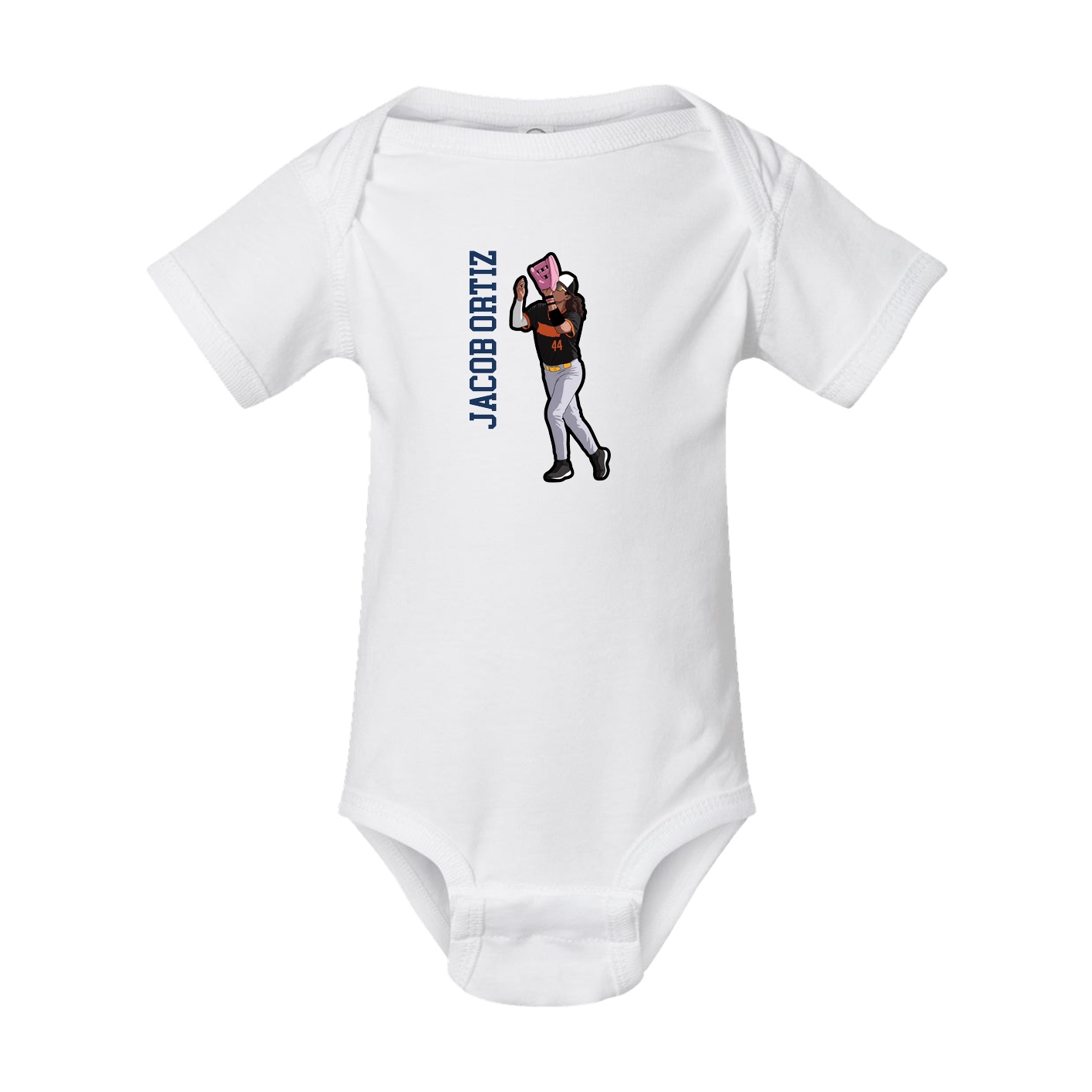 Baby Onesie — Name Vertical in White
