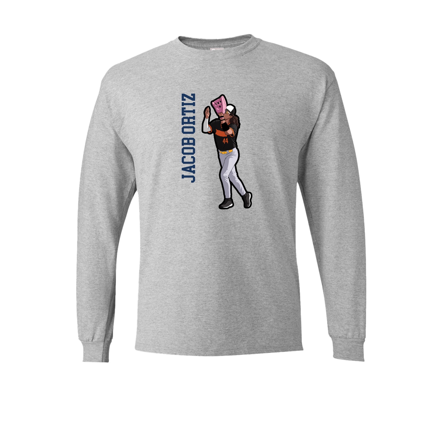Long Sleeve Tee — Name Vertical in Grey