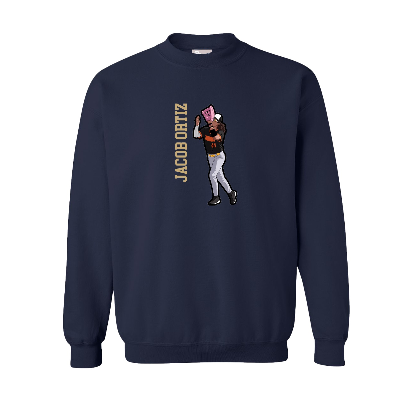 Fleece Crew — Name Vertical in Navy