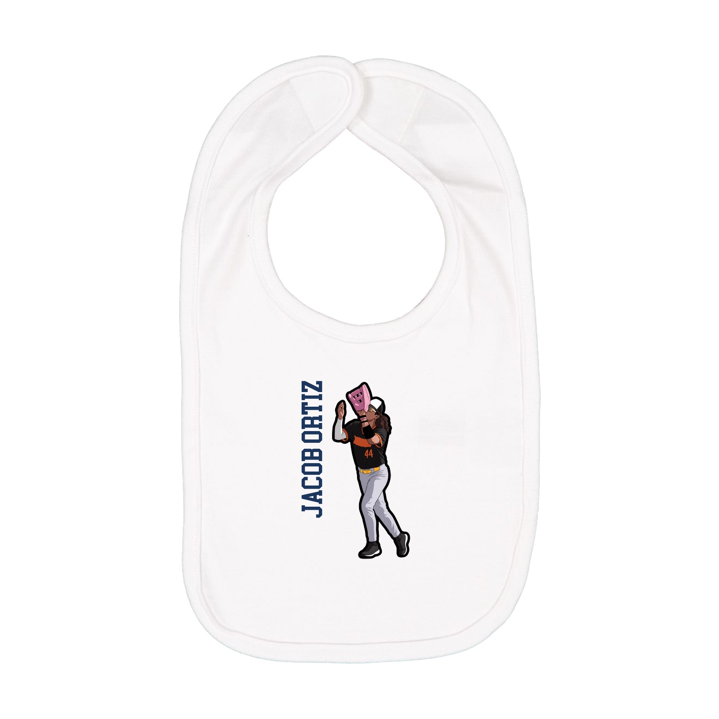 Infant Bib — Name Vertical in White