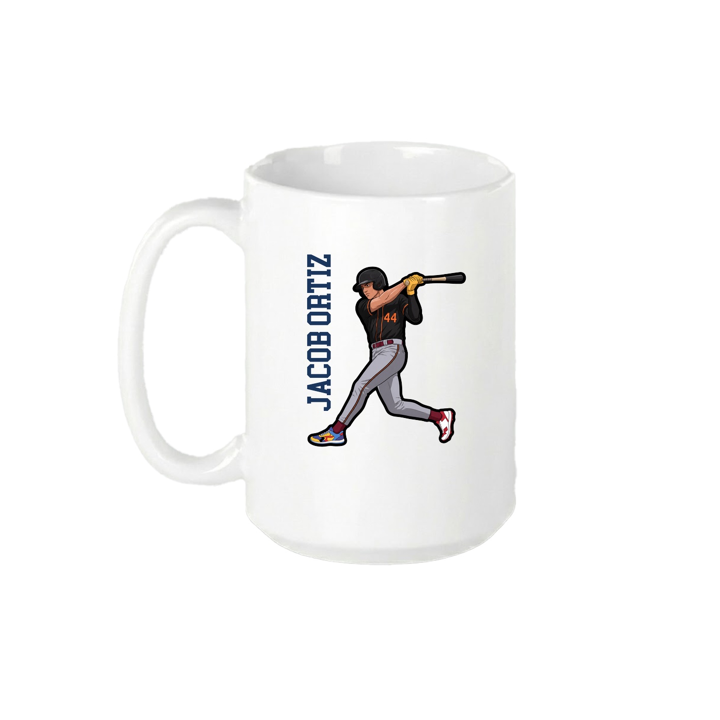 15oz Coffee Mug — Name Vertical in White