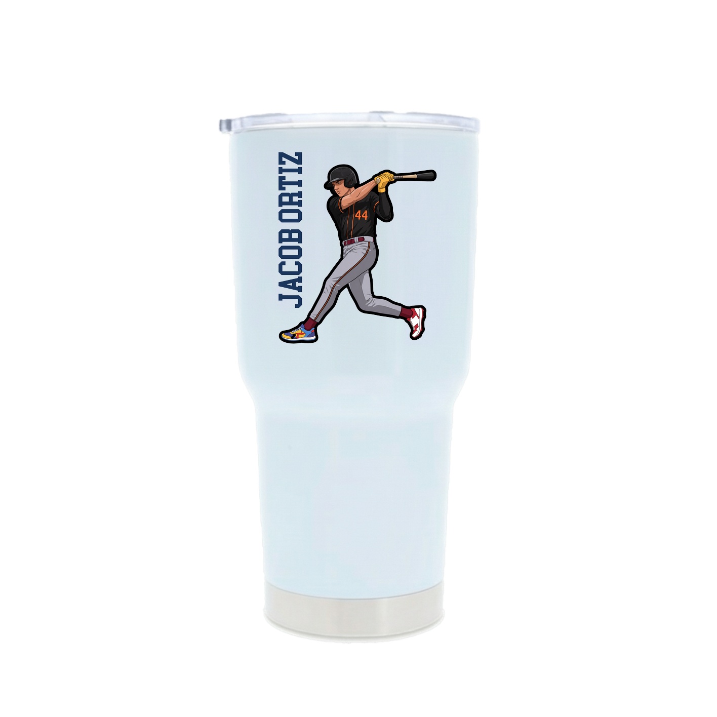 30oz Stainless Steel Tumbler — Name Vertical in White