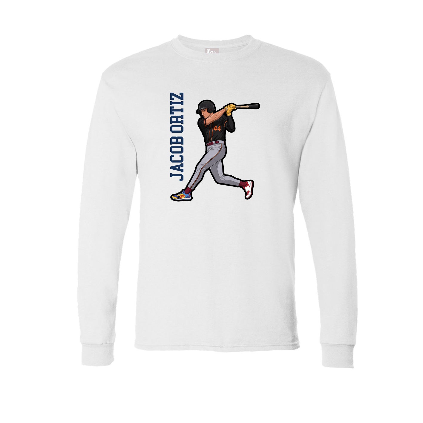 Long Sleeve Tee — Name Vertical in White