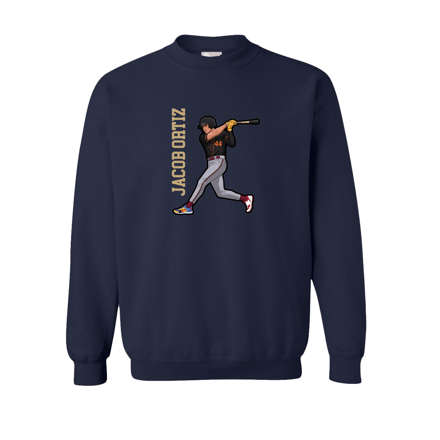 Fleece Crew — Name Vertical in Navy