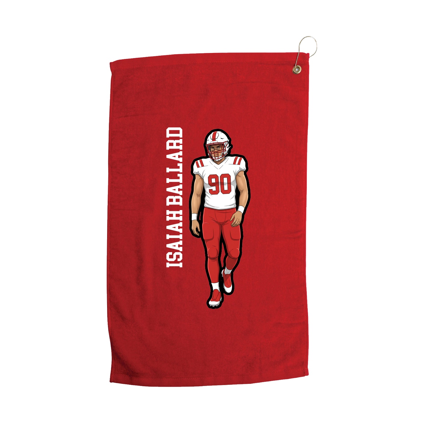 Golf Towel — Name Vertical in Red