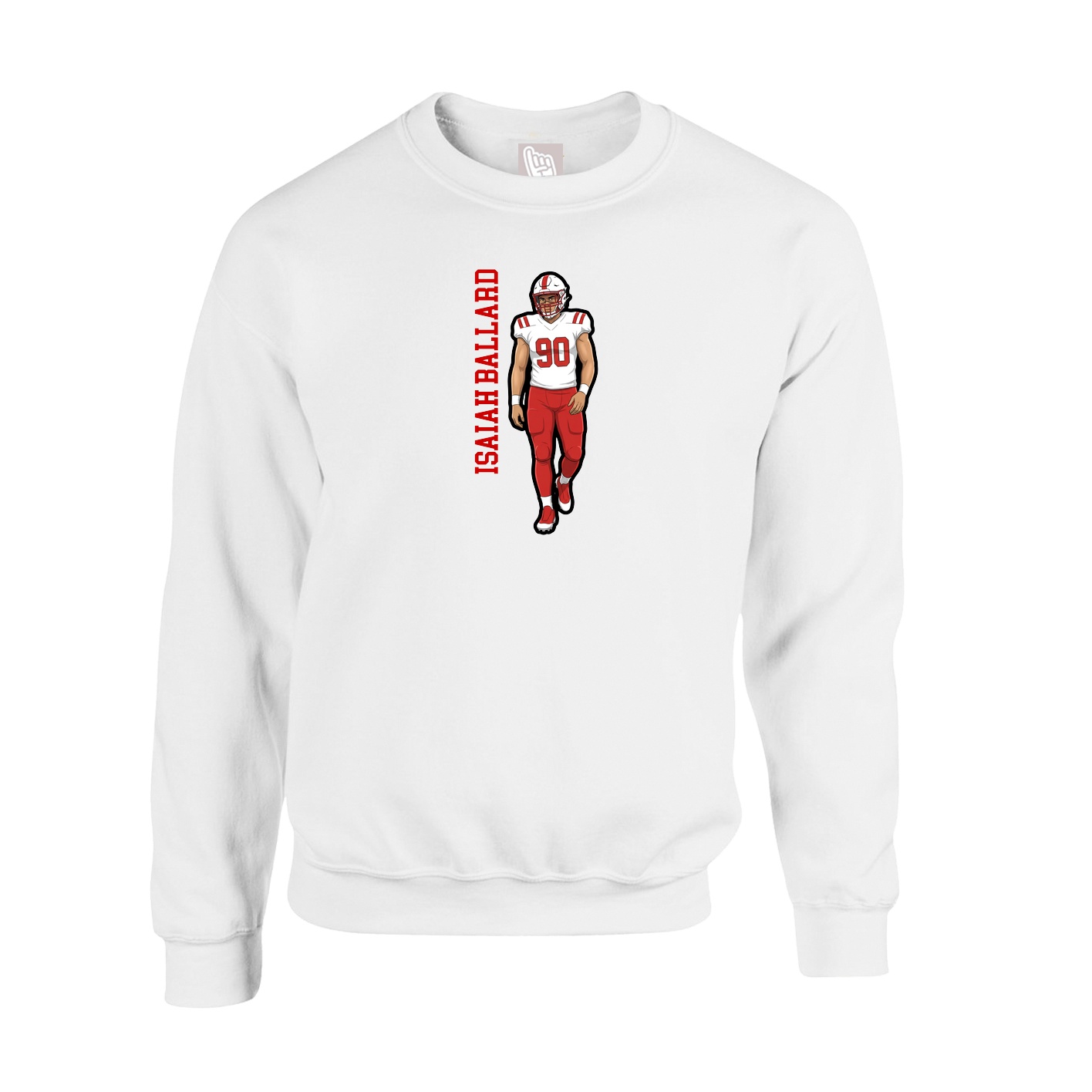 Fleece Crew — Name Vertical in White