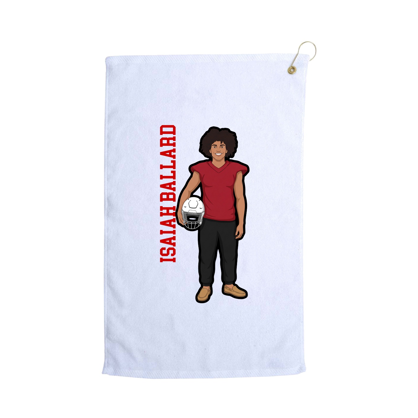 Golf Towel — Name Vertical in White