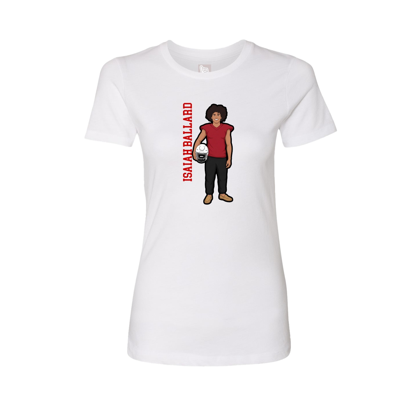 Fitted Women's Tee — Name Vertical in White