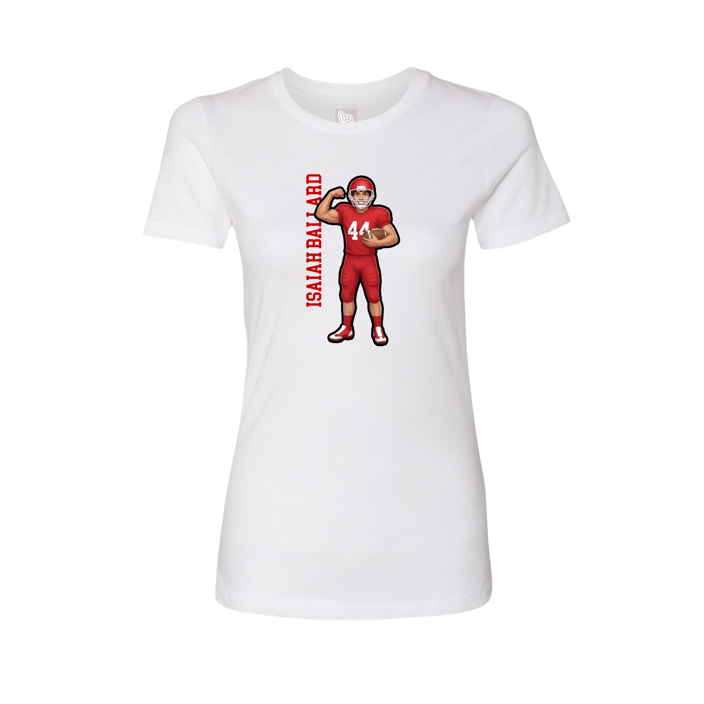 Fitted Women's Tee — Name Vertical in White