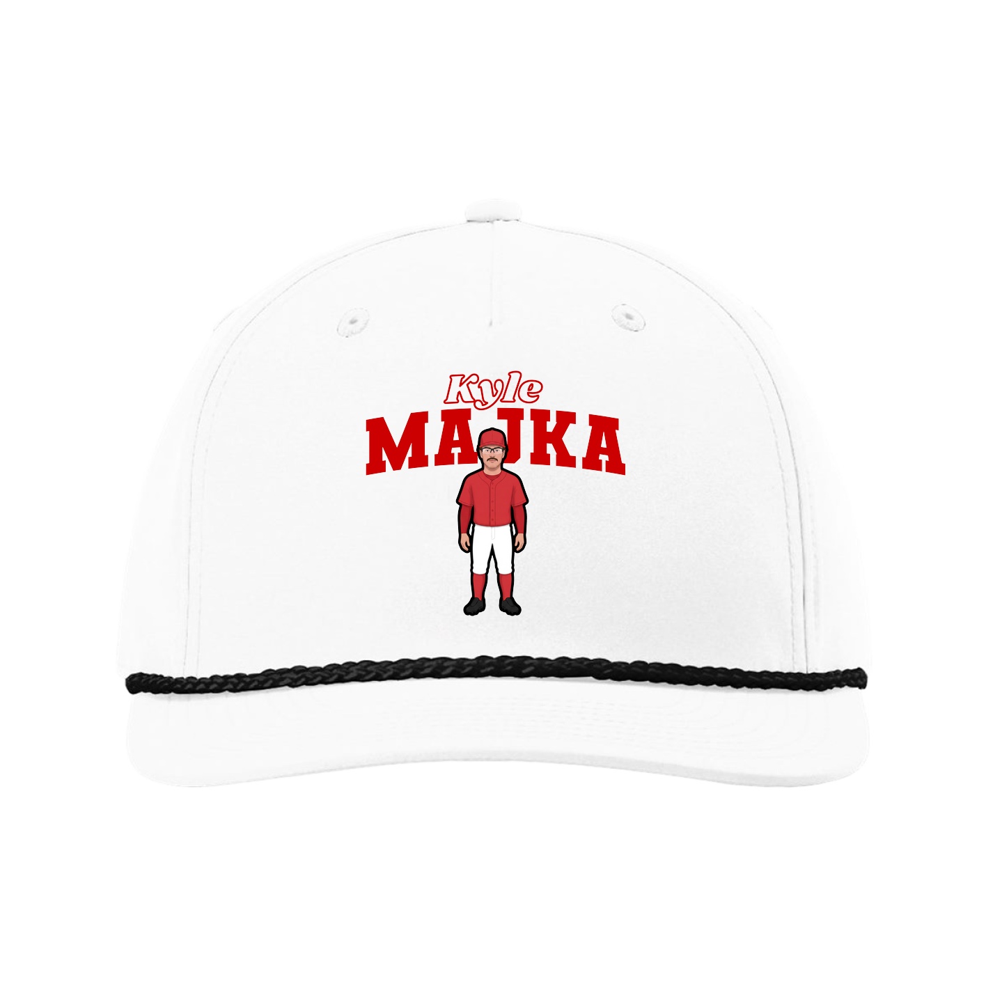 Five-Panel Classic Rope Cap — Name Arch in White