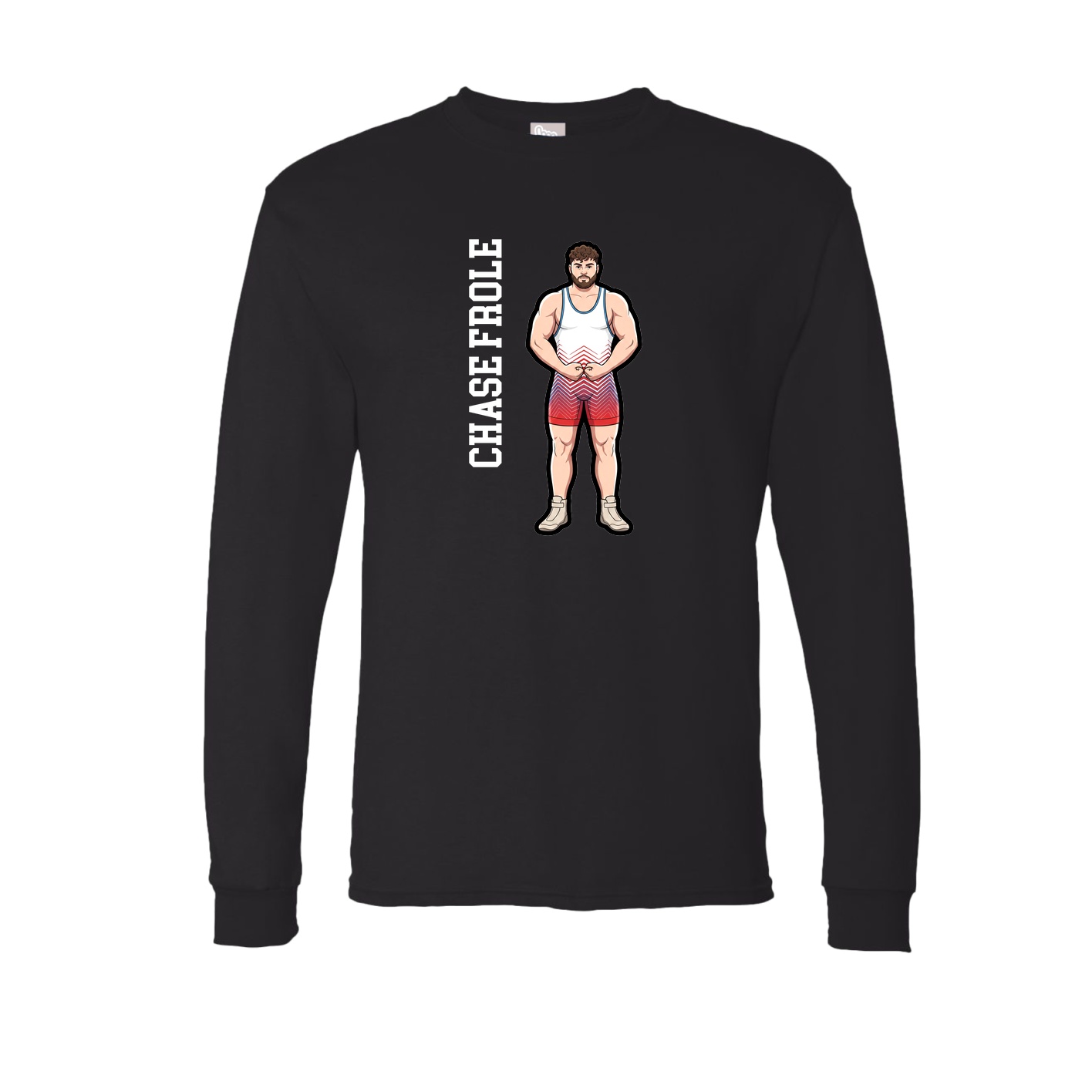 Long Sleeve Tee — Name Vertical in Black