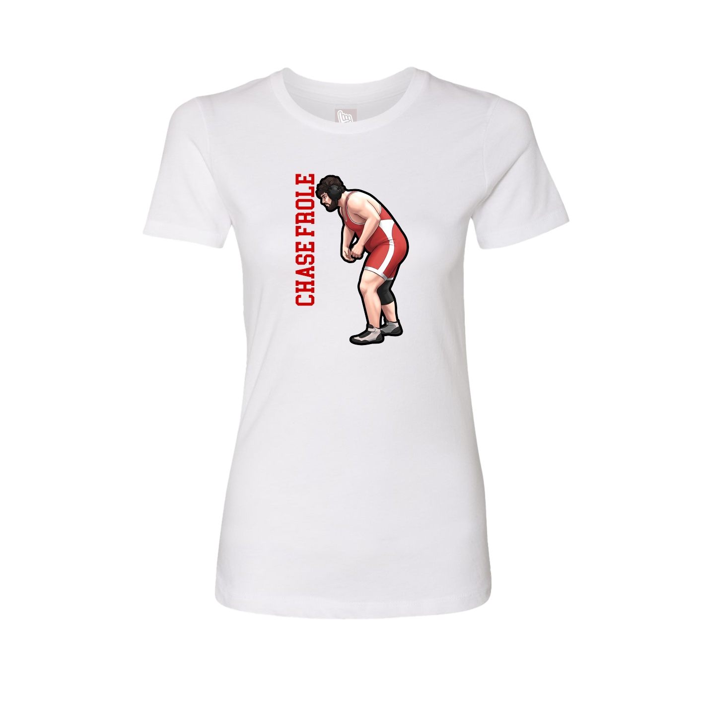 Womens Tee — Name Vertical in White
