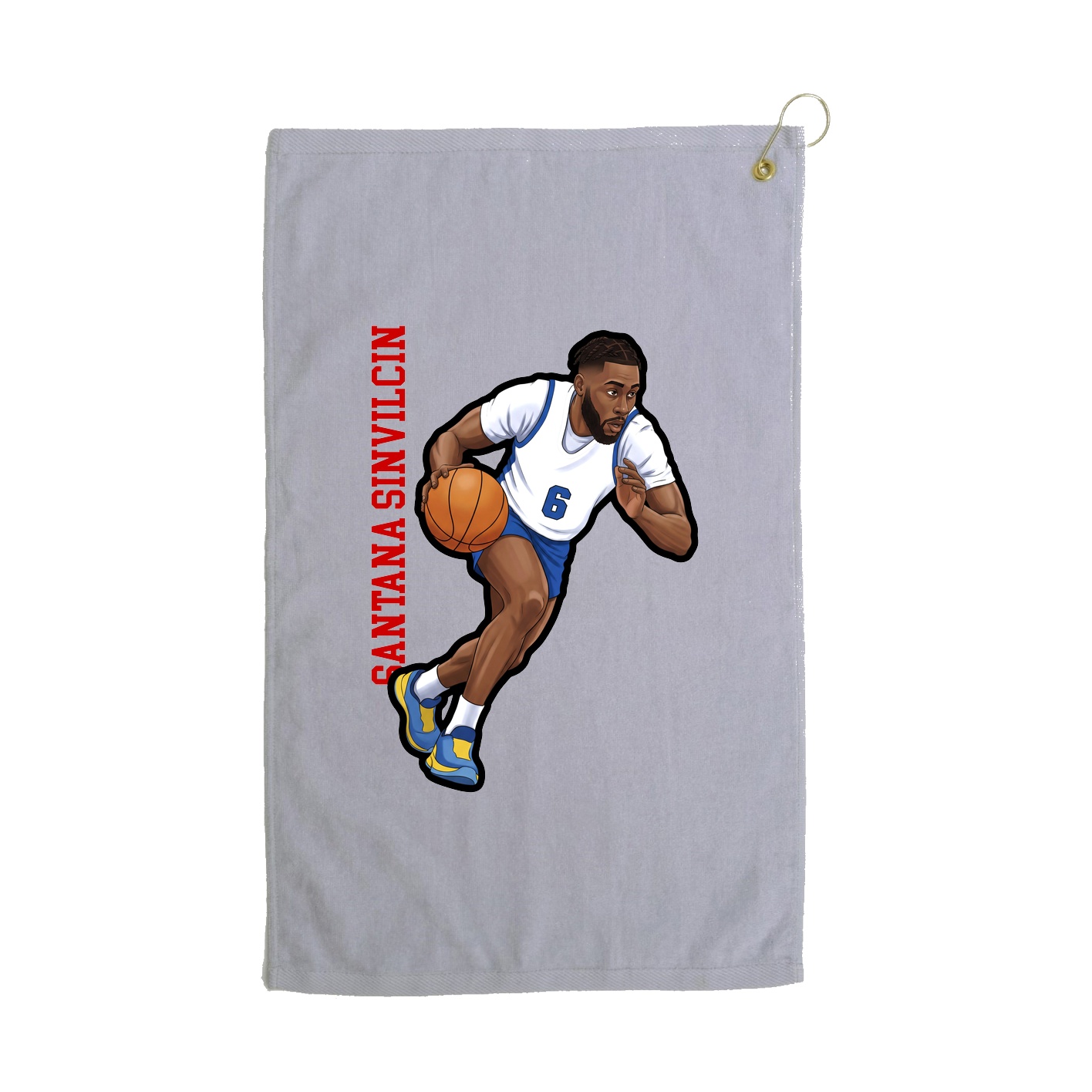 Golf Towel — Name Vertical in Grey