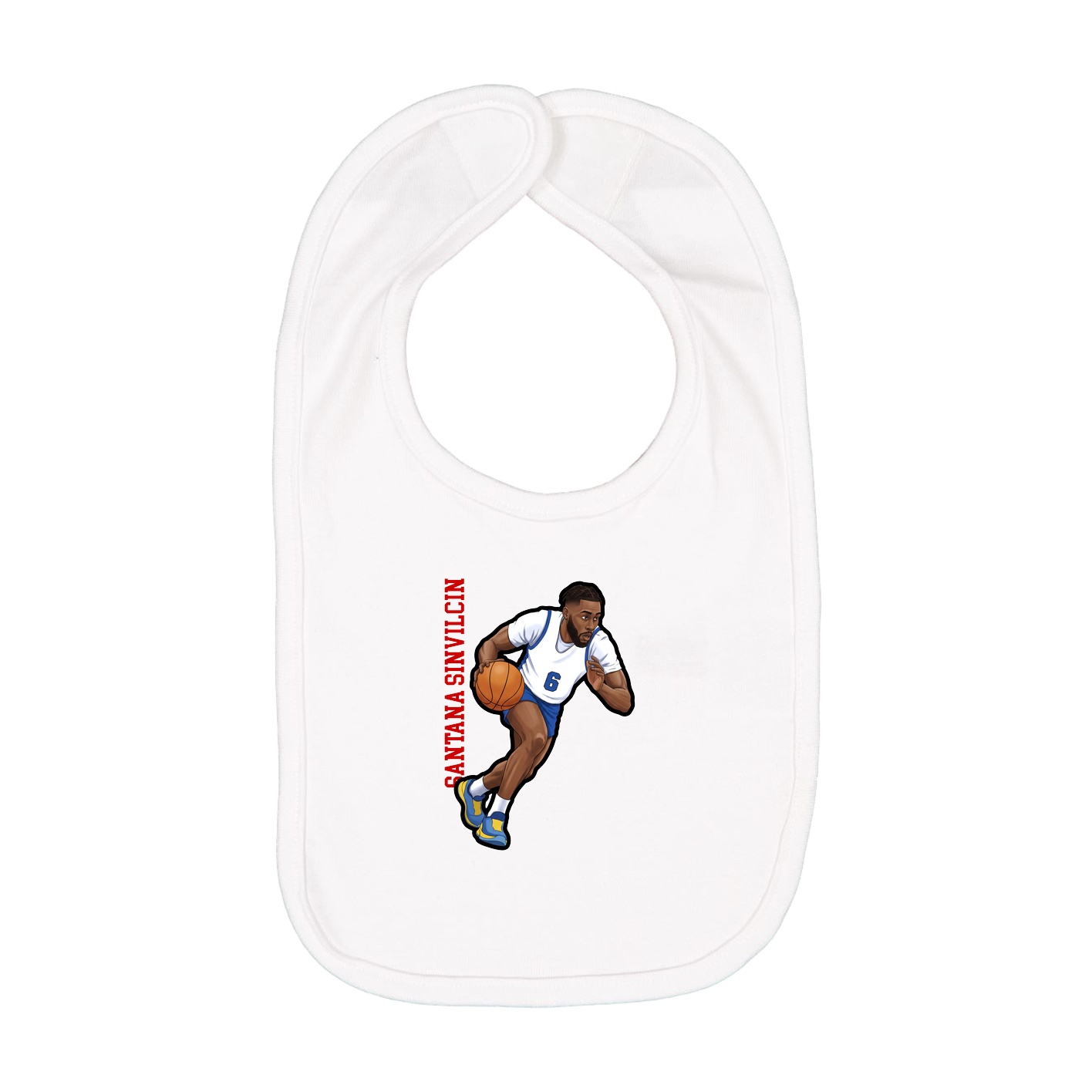 Infant Bib — Name Vertical in White