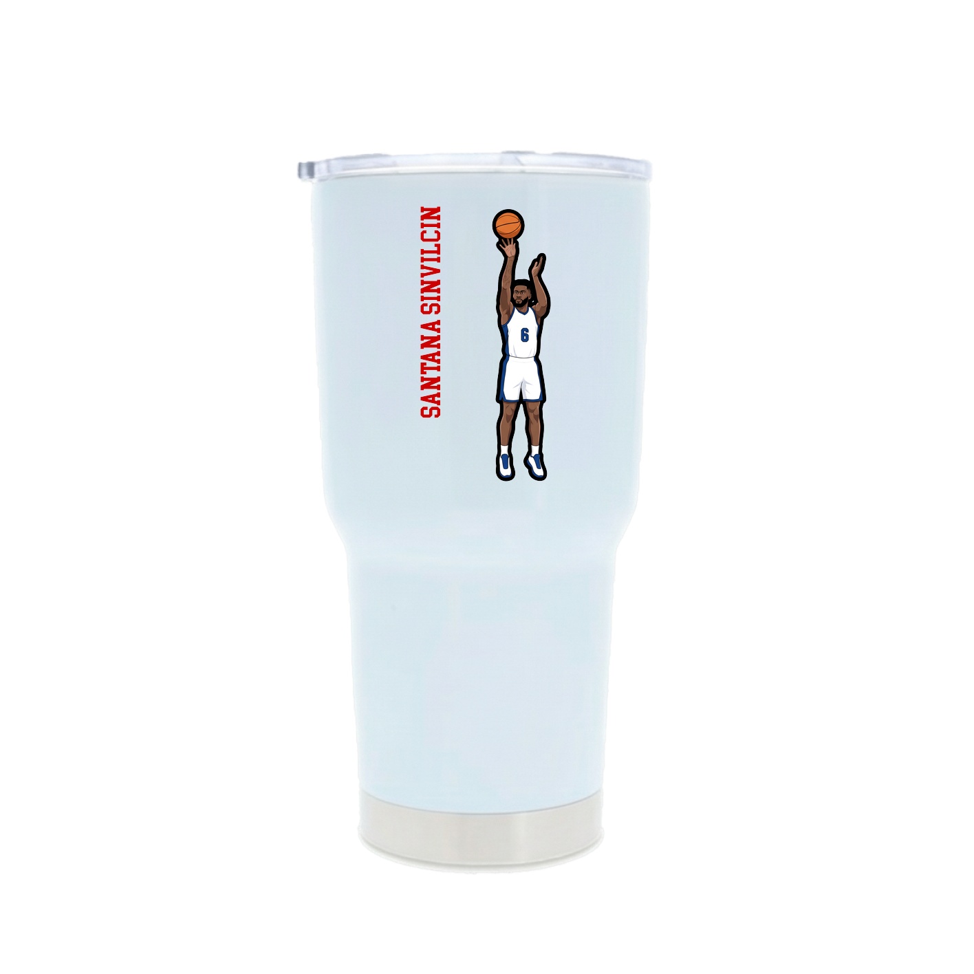 30oz Stainless Steel Tumbler — Name Vertical in White