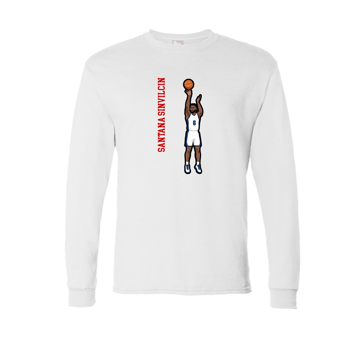 Long Sleeve Tee — Name Vertical in White