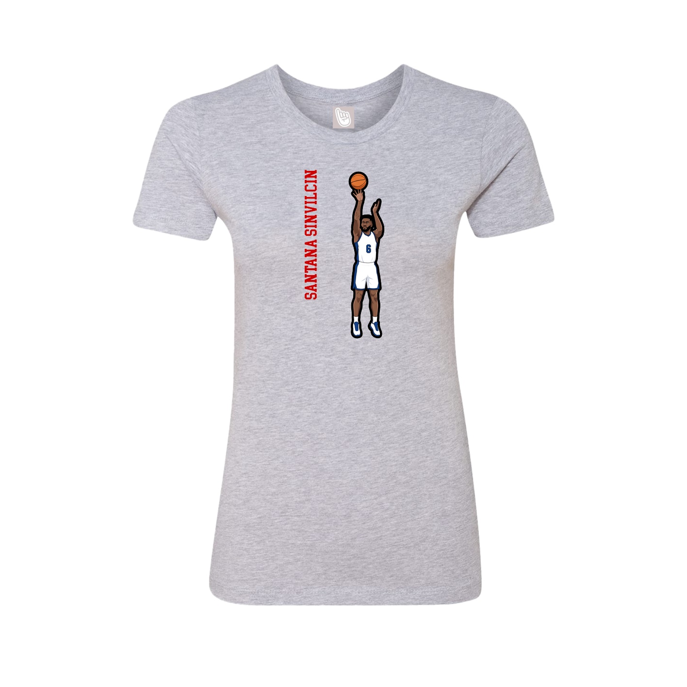 Fitted Women's Tee — Name Vertical in Grey