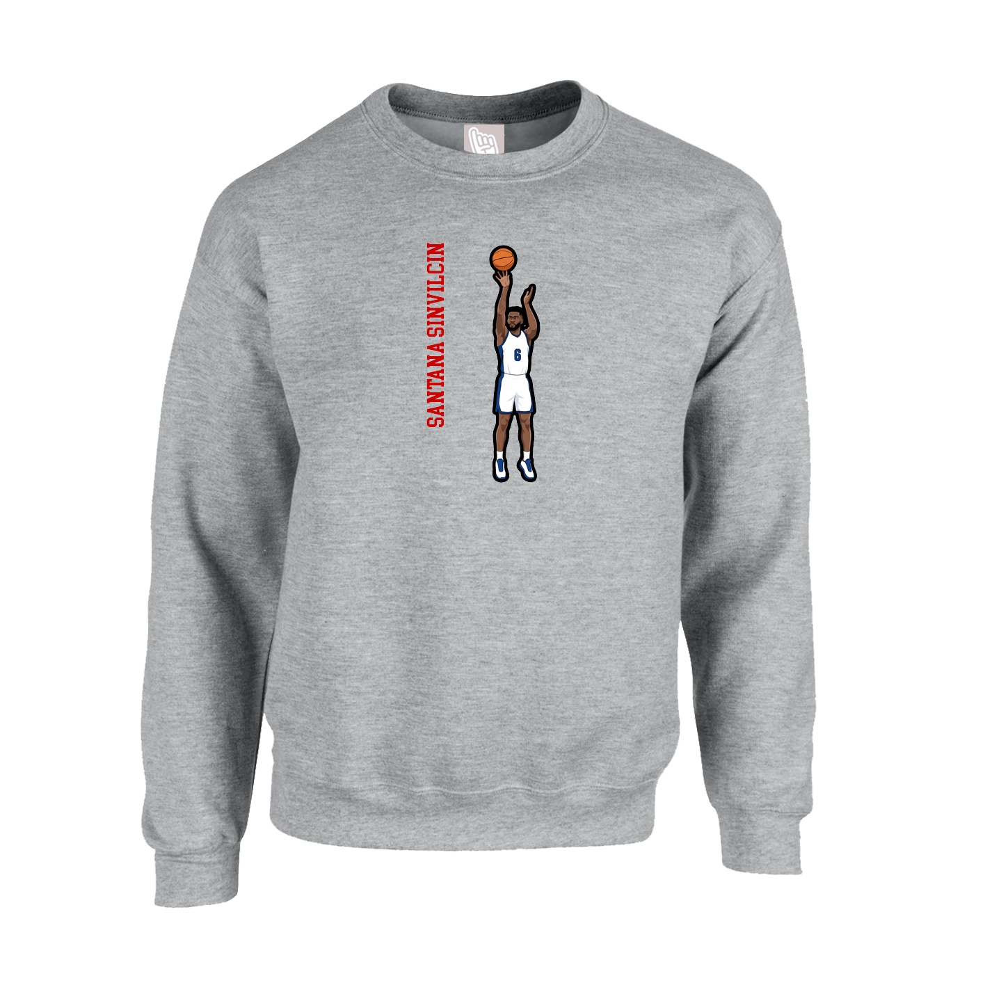 Fleece Crew — Name Vertical in Grey