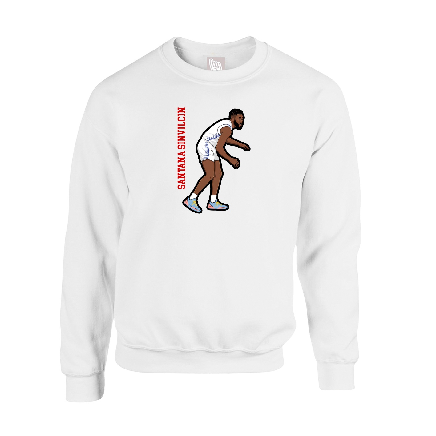 Fleece Crew — Name Vertical in White