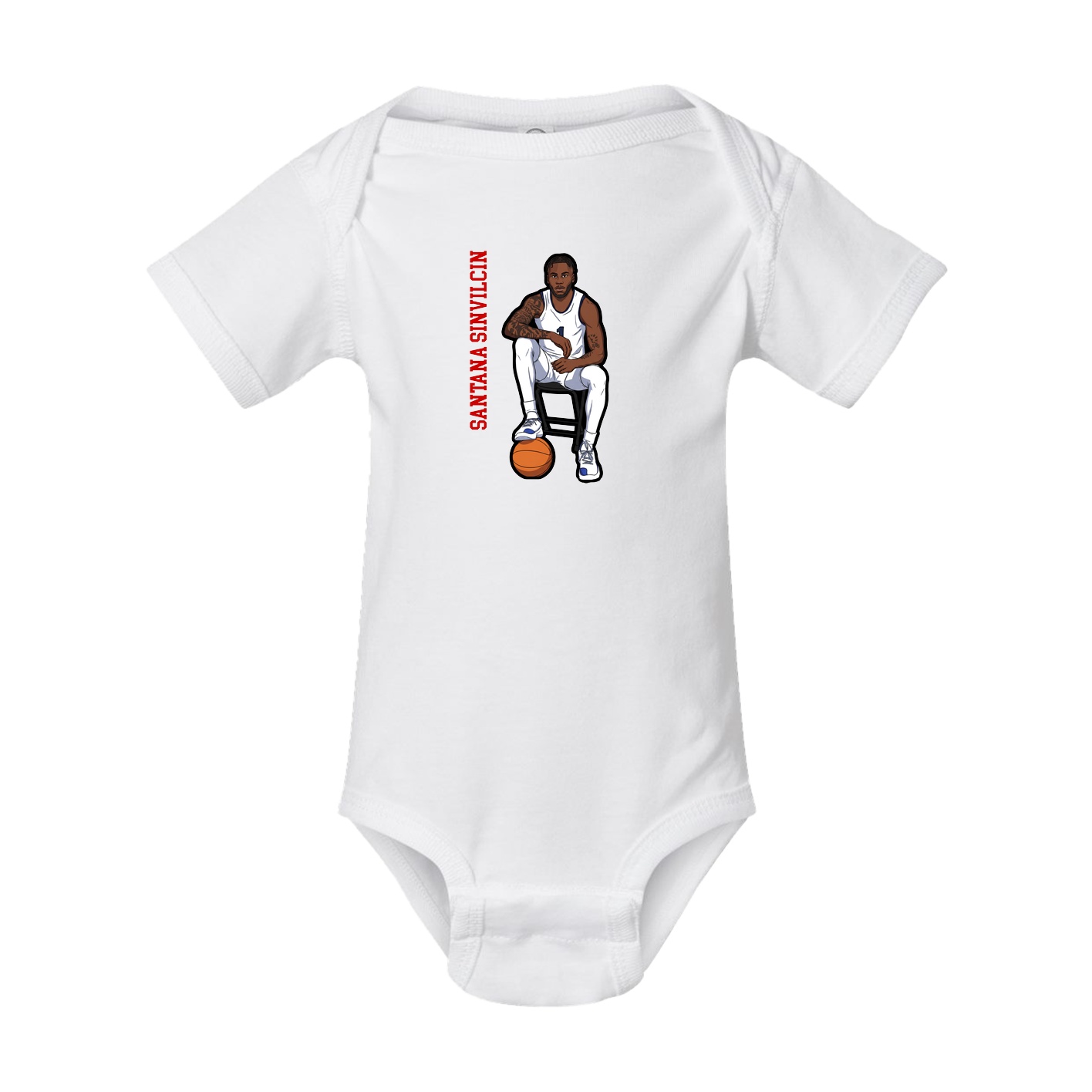 Baby Onesie — Name Vertical in White