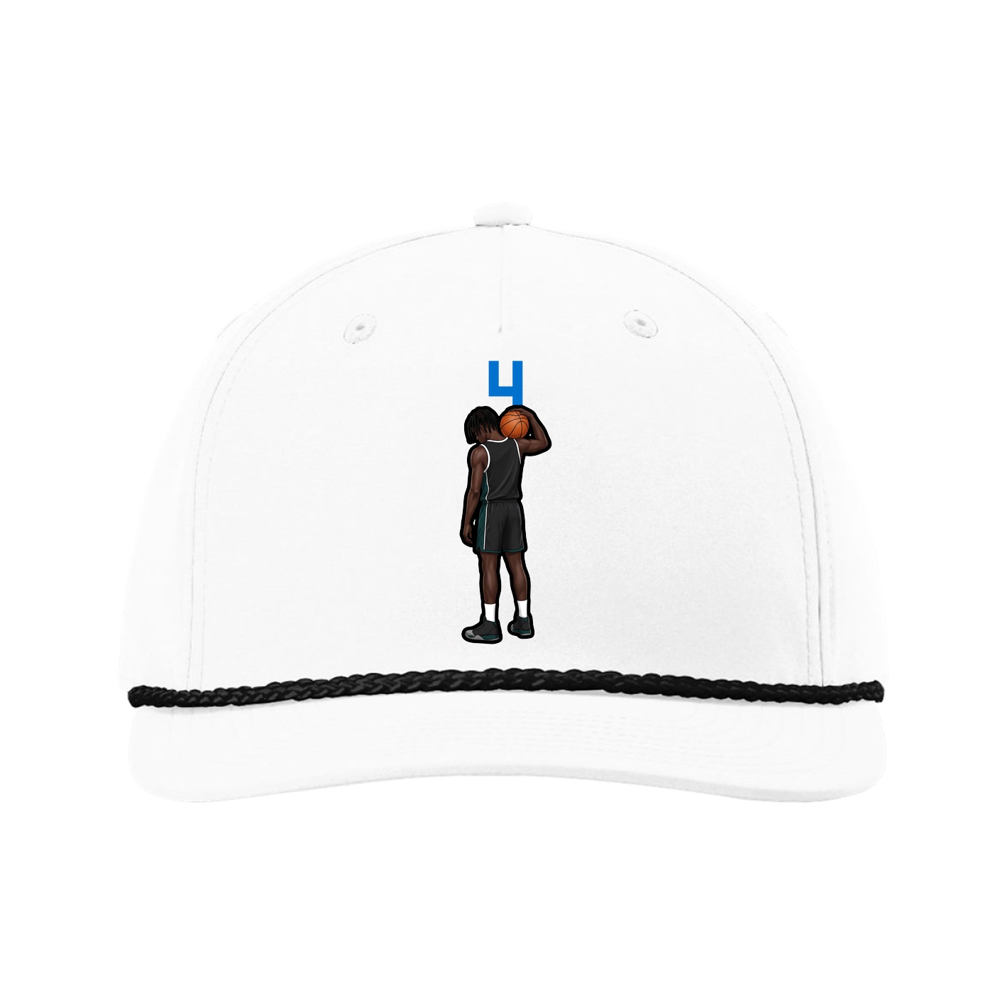 Five-Panel Classic Rope Cap — Number Top in White