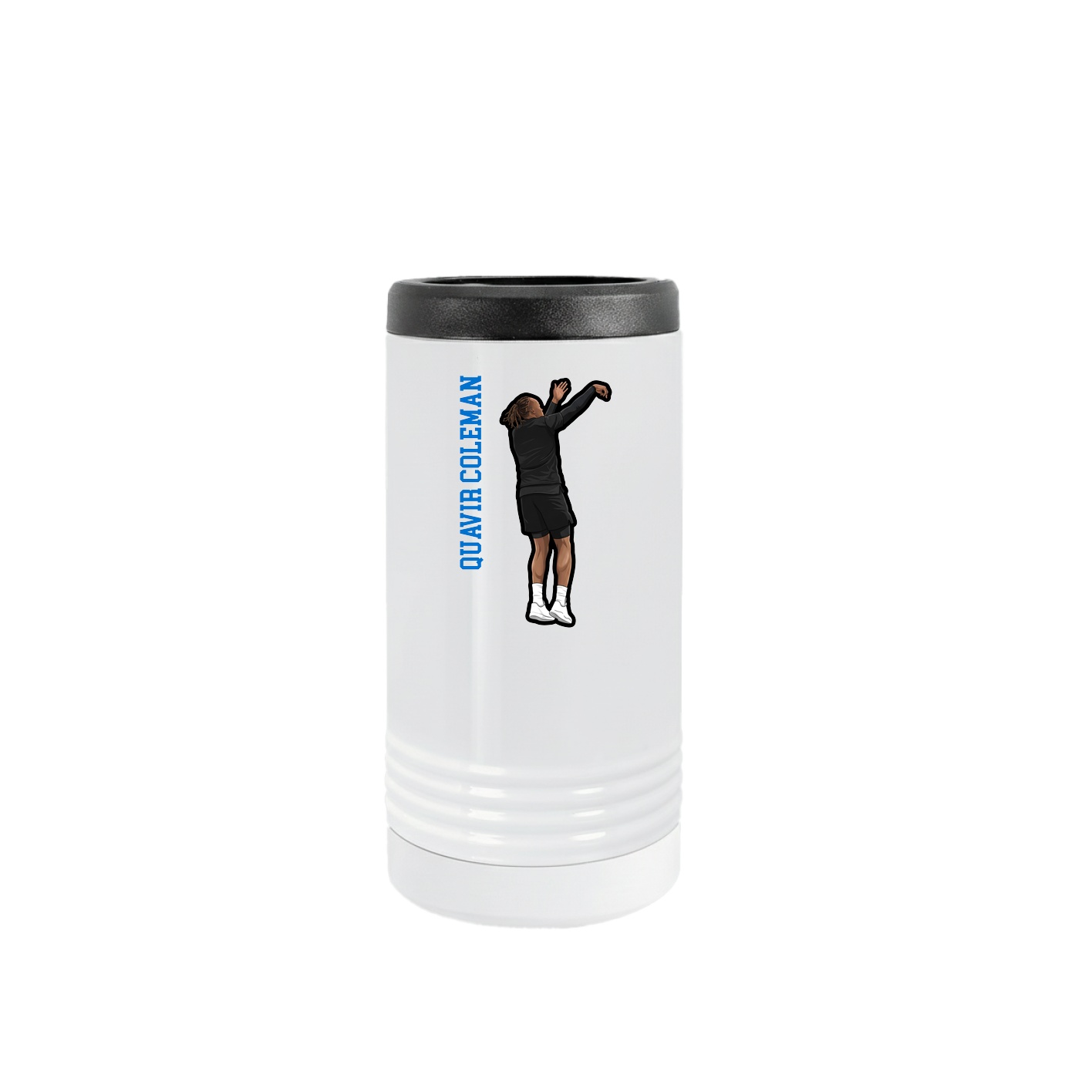 Slim Beverage Holder — Name Vertical in White