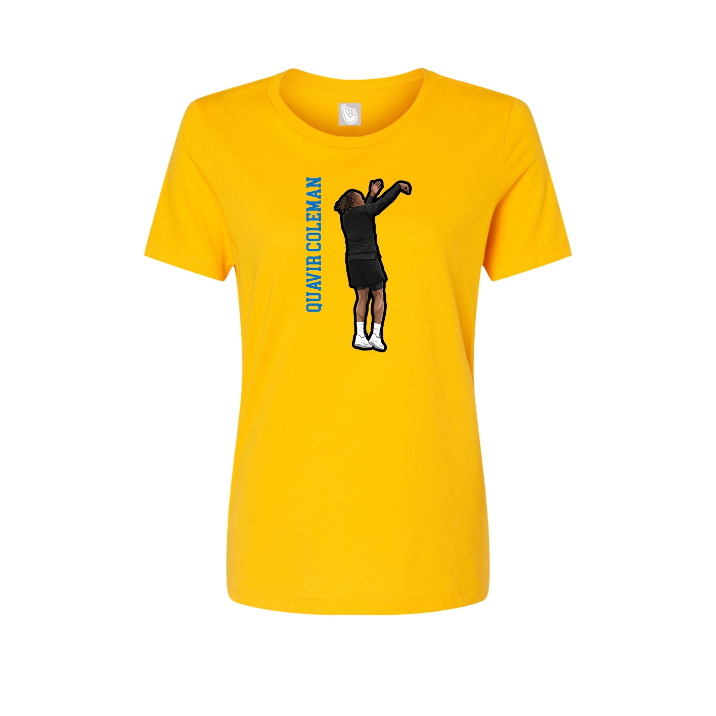 Fitted Women's Tee — Name Vertical in Gold
