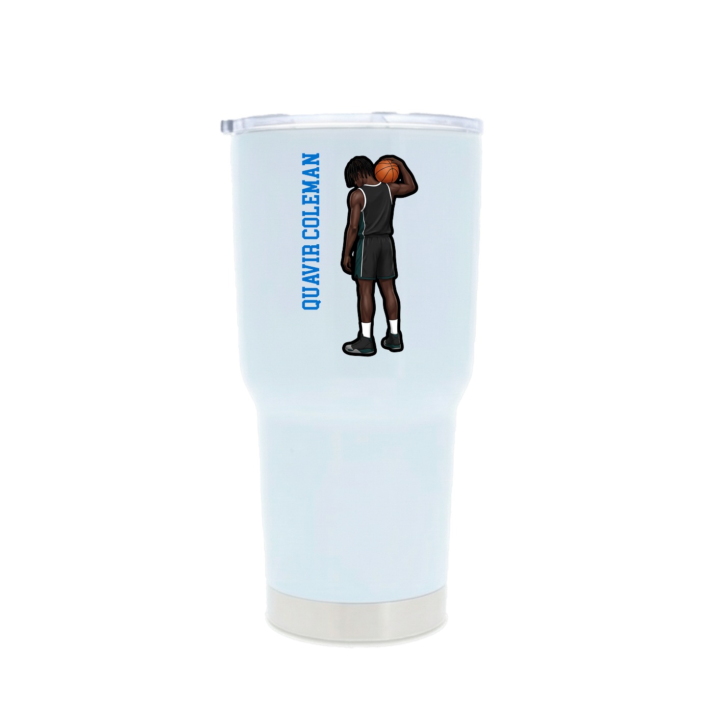 30oz Stainless Steel Tumbler — Name Vertical in White