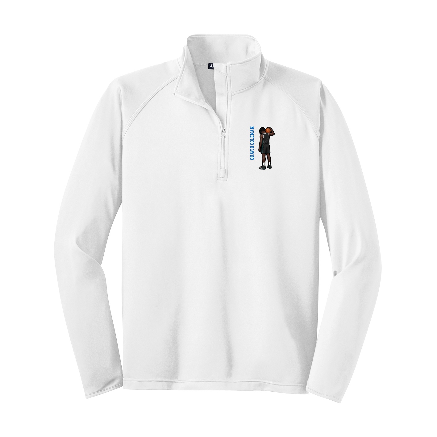Q-Zip Pullover — Name Vertical in White