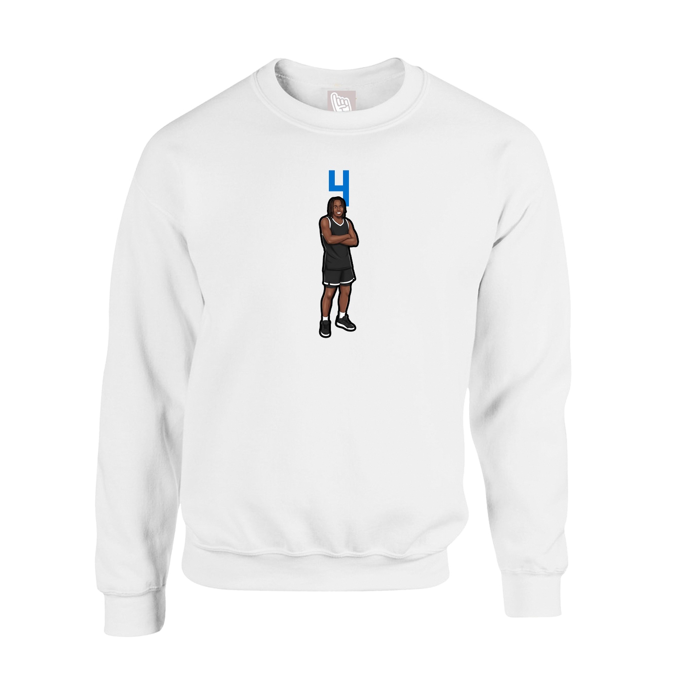 Fleece Crew — Number Top in White