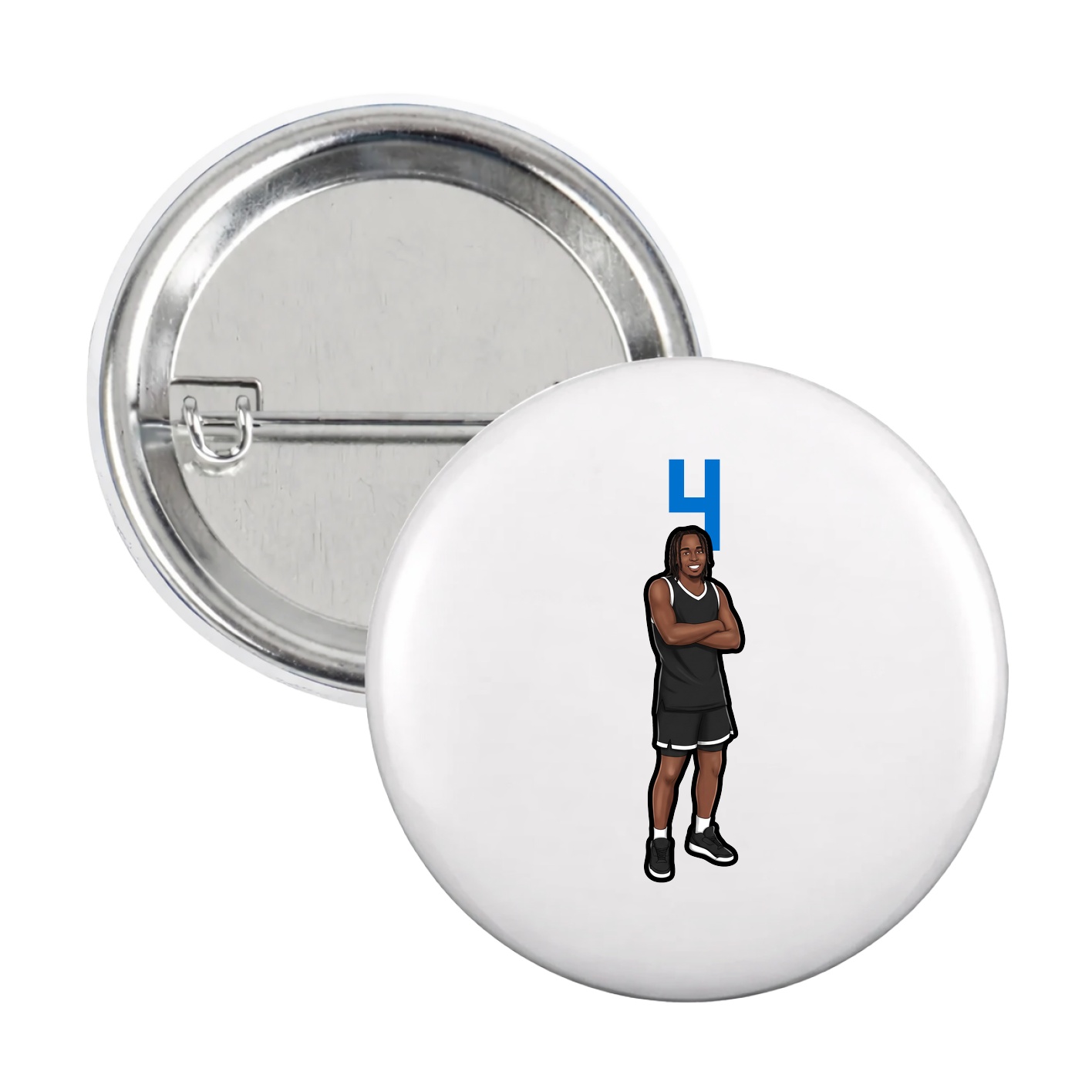 Game Day Button — Number Top in White