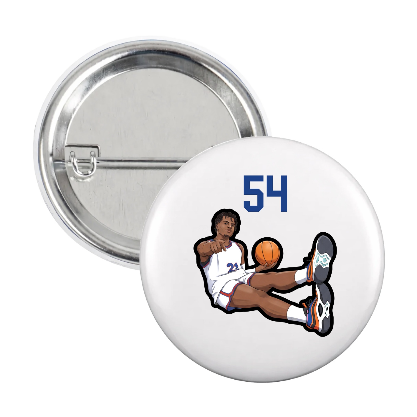 Game Day Button — Number Top in White