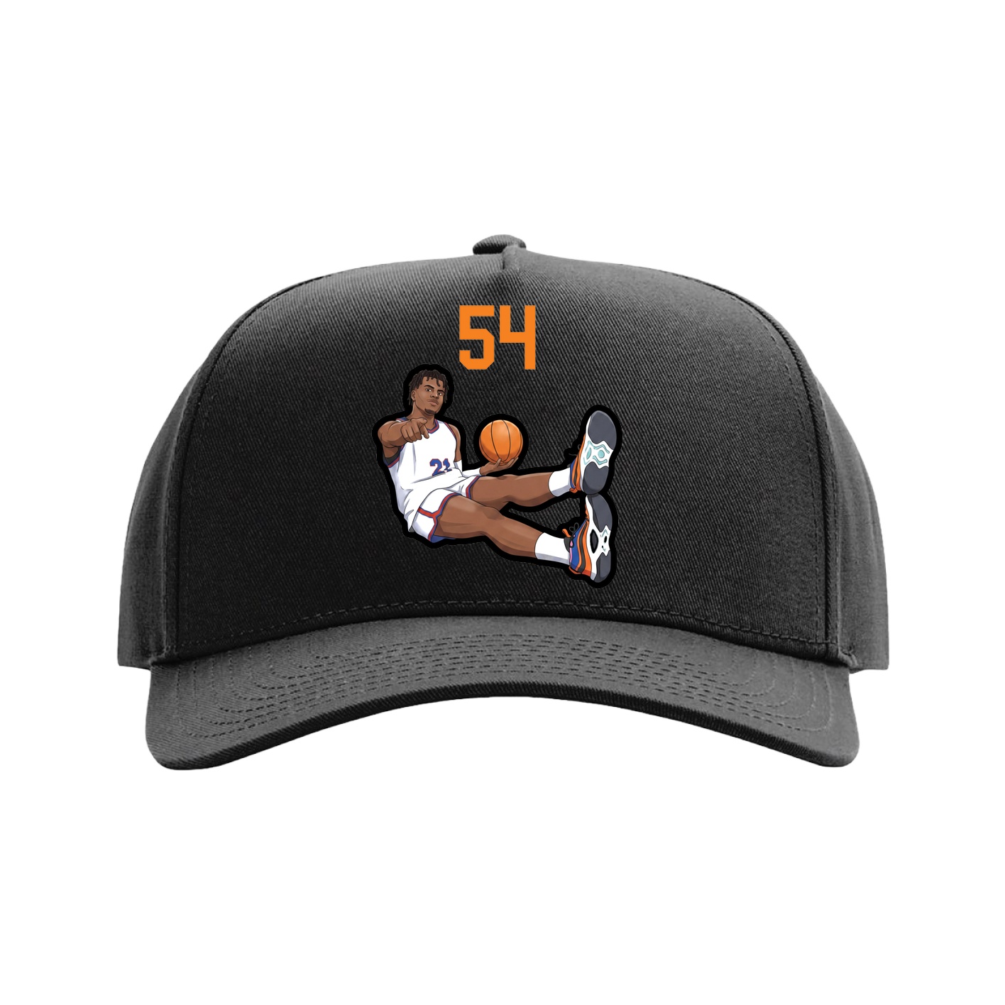 Full Fabric Five-Panel Champ Cap — Number Top in Black