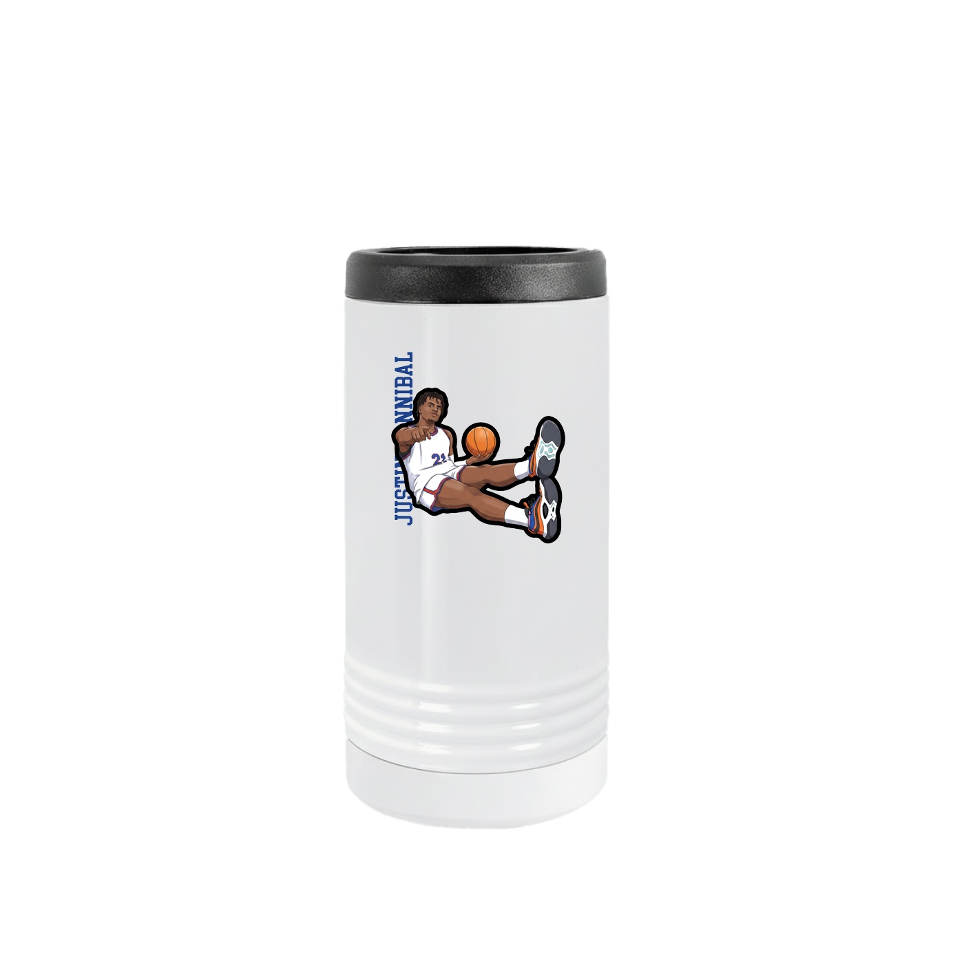 Slim Beverage Holder — Name Vertical in White