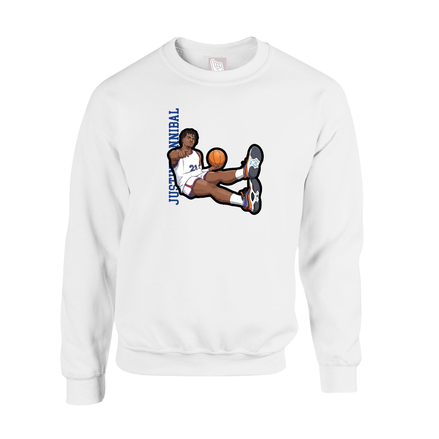 Fleece Crew — Name Vertical in White
